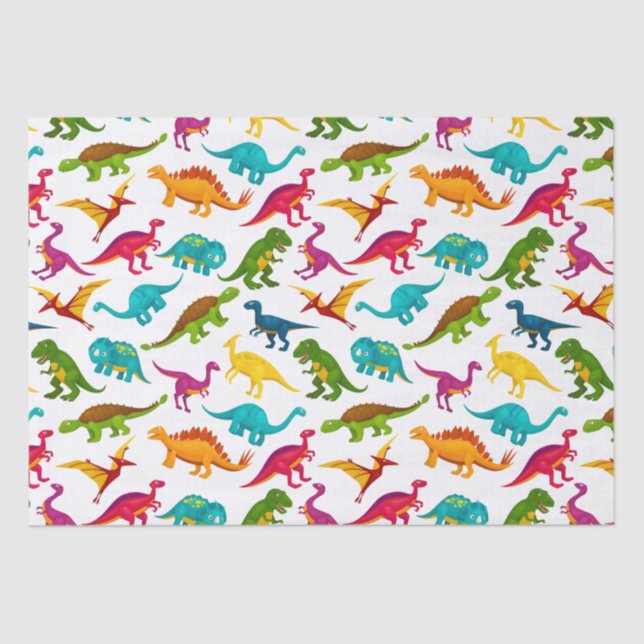 Colourful Dinosaurs Design Tissue Paper (Front)