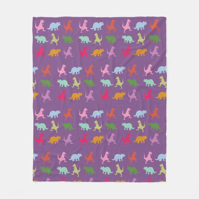 Colourful Dinosaurs Fleece Blanket, Medium Blanket (Front)