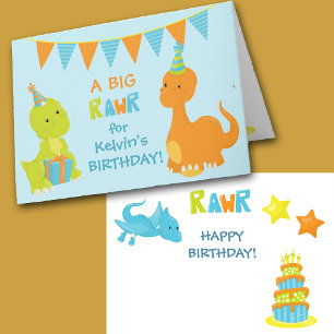 Colourful Dinosaurs Kids Birthday Card