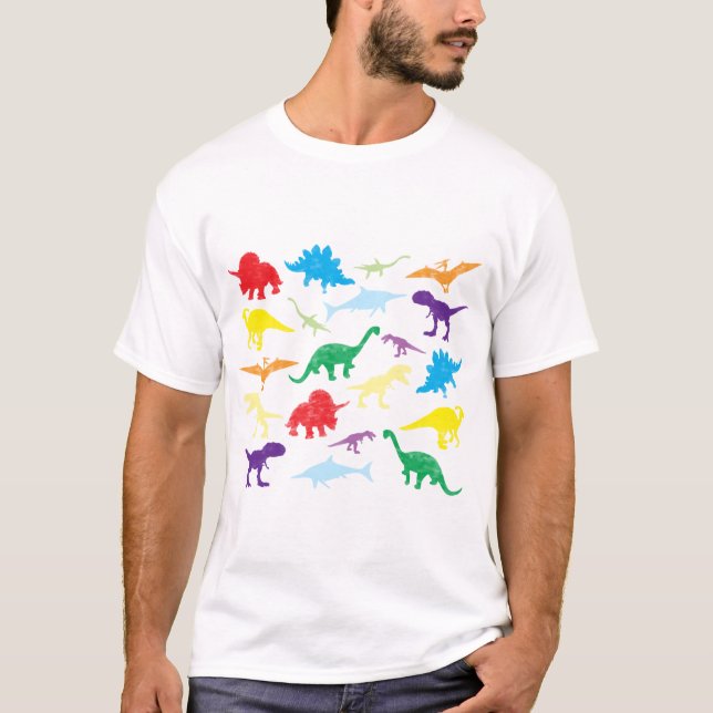 Colourful Dinosaurs Kids Pattern T-Shirt (Front)