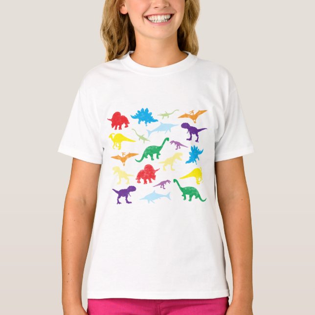Colourful Dinosaurs Kids Pattern T-Shirt (Front)