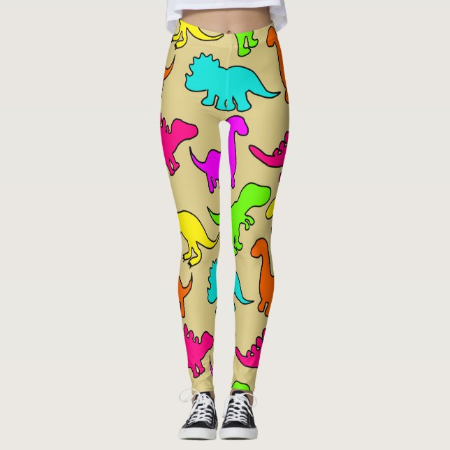 Colourful Dinosaurs Leggings (Front)