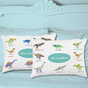 Colourful Dinosaurs Personalised Name and Photo Pillowcase
