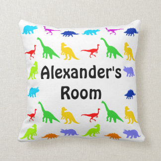 Colourful Dinosaurs Personalised Throw Pillows