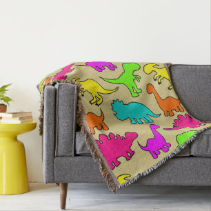 Colourful Dinosaurs Throw Blanket