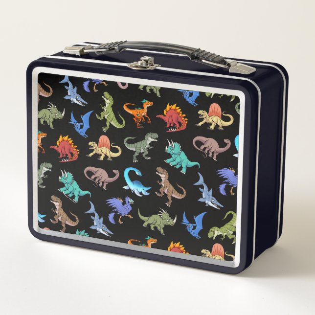 Colourful Dinosaurs Tin Lunch Box (Front)