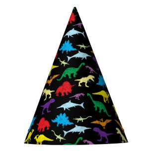 Colourful Dinosaurs Watercolor Kids Birthday Party Hat