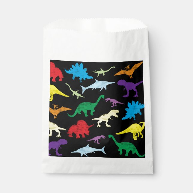Colourful Dinosaurs Watercolor Kids Pattern Favour Bags (Front)