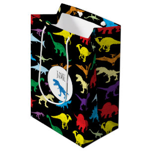 Colourful Dinosaurs Watercolor Kids Pattern Medium Gift Bag