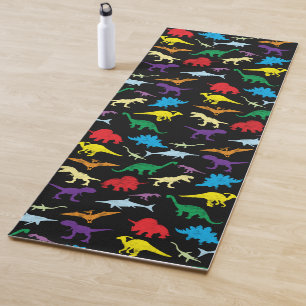 Colourful Dinosaurs Watercolor Kids Pattern Yoga Mat