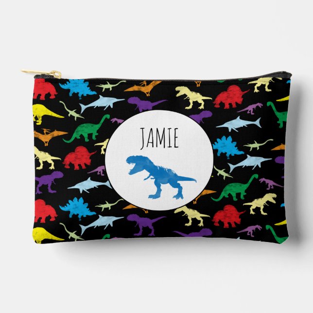Colourful Dinosaurs Watercolor Kids Pencil Case Accessory Pouch (Front)