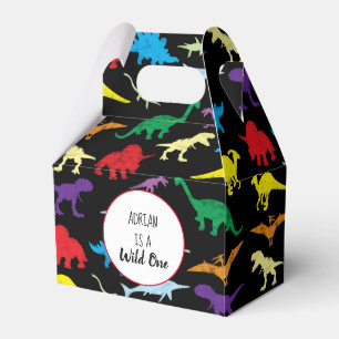 Colourful Dinosaurs Wild One Kids Birthday Party Favour Box