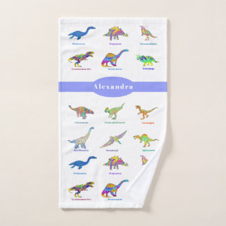 Colourful Dinosaurs with names personalised Bath Towel Set