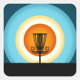 Colourful Disc Golf Basket Square Sticker