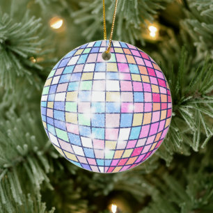 Colourful Disco Ball  Ceramic Tree Decoration