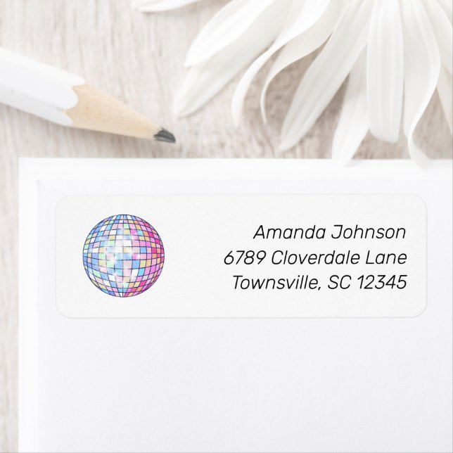 Colourful Disco Ball Return Address Label (Insitu)