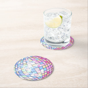 Colourful Disco Ball Round Paper Coaster