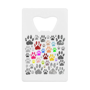 Colourful Distressed Dog Paw Prints On Grey