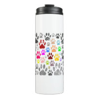 Colourful Distressed Dog Paw Prints On Grey