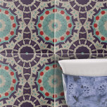 Colourful Distressed Moroccan Geometric Pattern Tile<br><div class="desc">This ceramic tile showcases a vibrant and intricate design that is both eye-catching and elegant. The graphic style is reminiscent of boho and ethnic patterns, often evoking the artistry found in Moroccan or Indian motifs. The tile’s surface is rich with distressed stone-look textured details. The tile could serve a variety...</div>