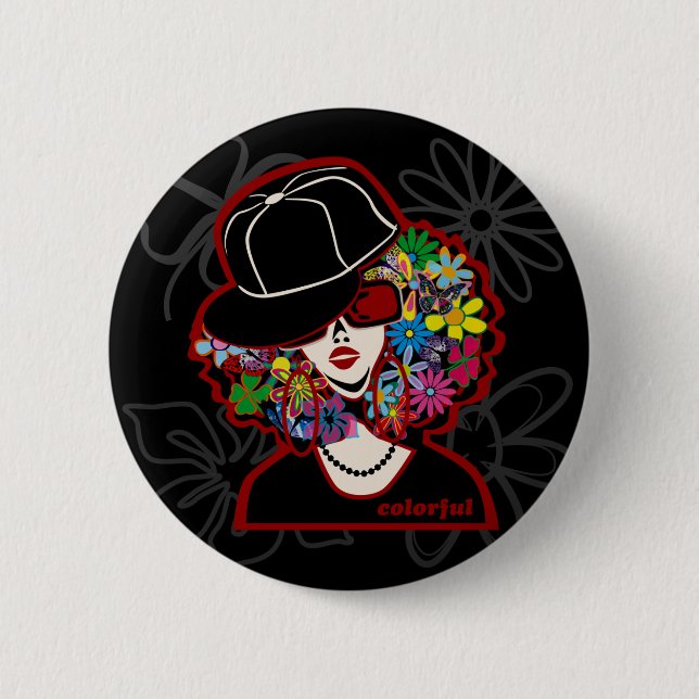 colourful diva 6 cm round badge (Front)
