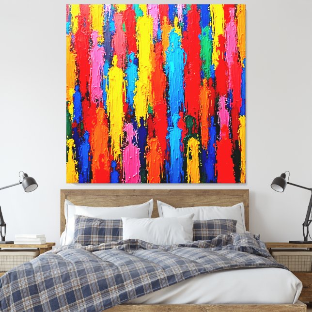 Colourful Diverse Human Connection Art Canvas Print (Insitu(Bedroom))