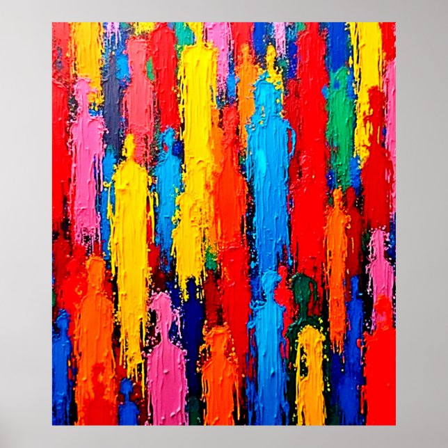 Colourful Diverse Human Connection Art Poster (Front)
