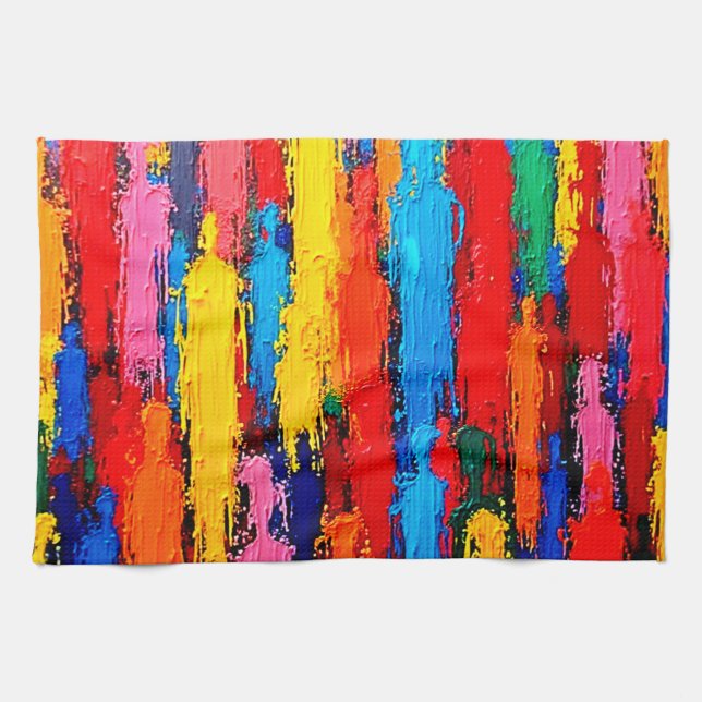 Colourful Diverse Human Connection Art Tea Towel (Horizontal)