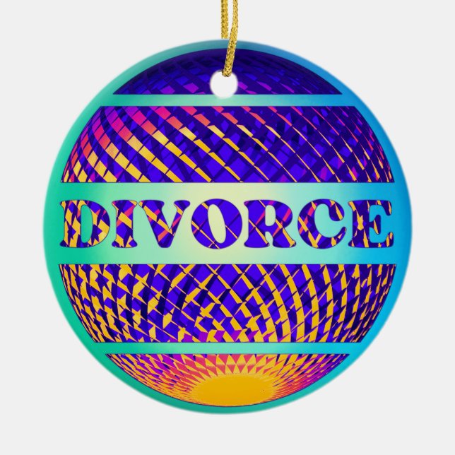 Colourful divorce disco ball  ceramic tree decoration (Front)