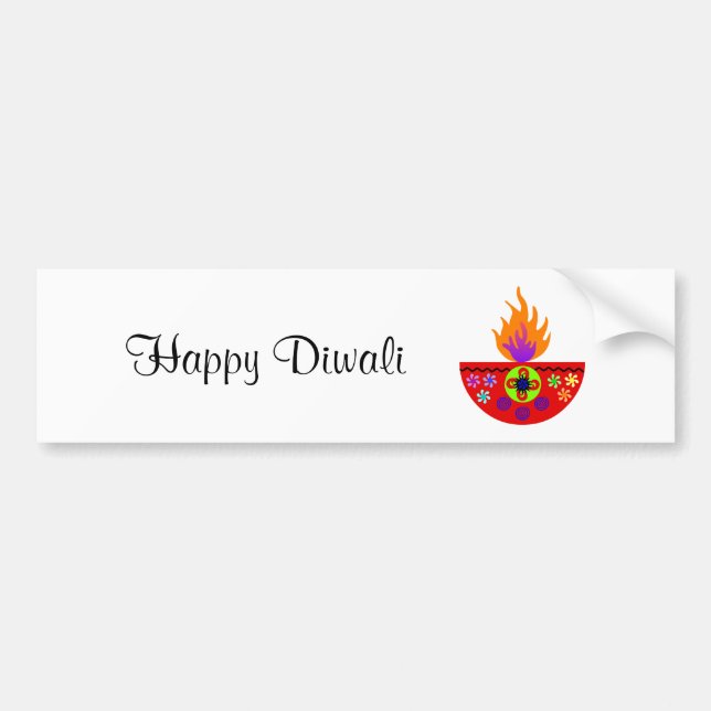 Colourful Diwali Lamp Diya Bumper Sticker (Front)