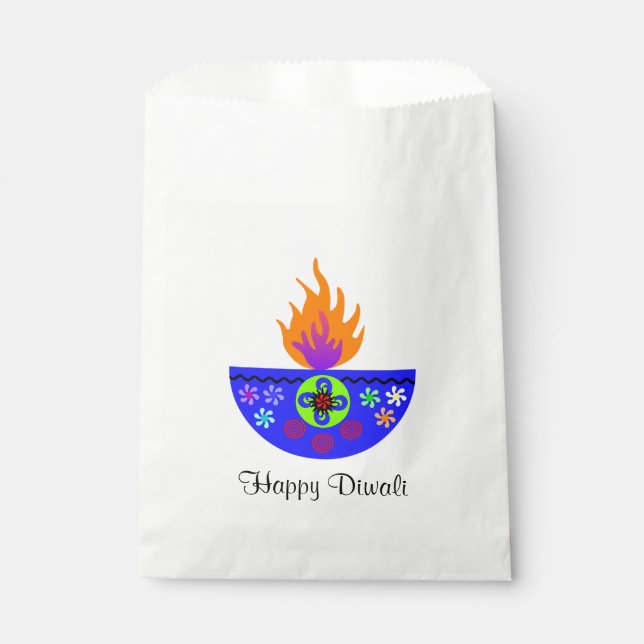 Colourful Diwali Lamp Diya Favour Bags (Front)