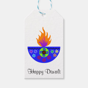 Colourful Diwali Lamp Diya Gift Tags