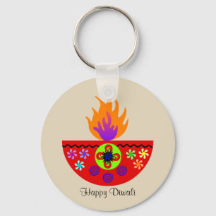 Colourful Diwali Lamp Diya Key Ring