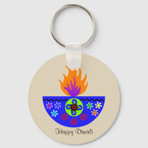 Colourful Diwali Lamp Diya Key Ring