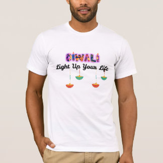 🎆 Colourful Diwali Typography with Hanging Diyas T-Shirt
