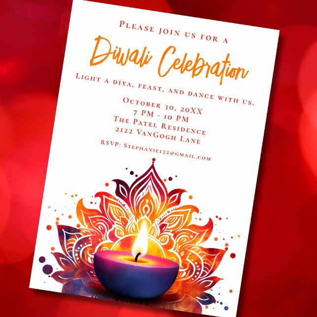 Colourful Diya Diwali Celebration Invitation (Creator Uploaded)