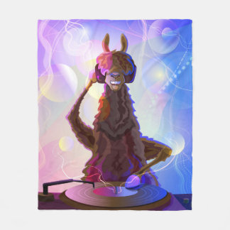 Colourful Dj Llama Fleece Blanket
