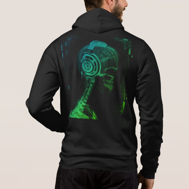 Colourful DJ, Xray Skull Headphones, Men's Hoodie (Back)