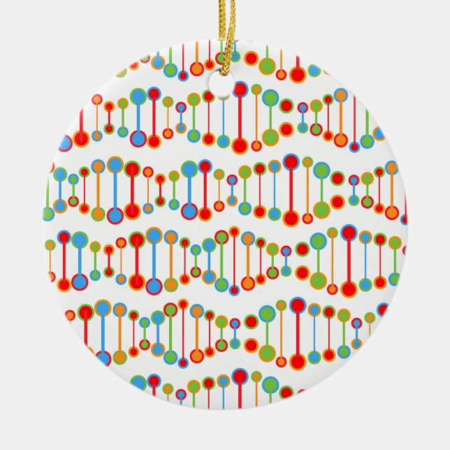 Colourful DNA structure pattern Ceramic Tree Decoration (Front)