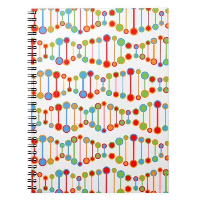 Colourful DNA structure pattern Spiral Notebook (Front)