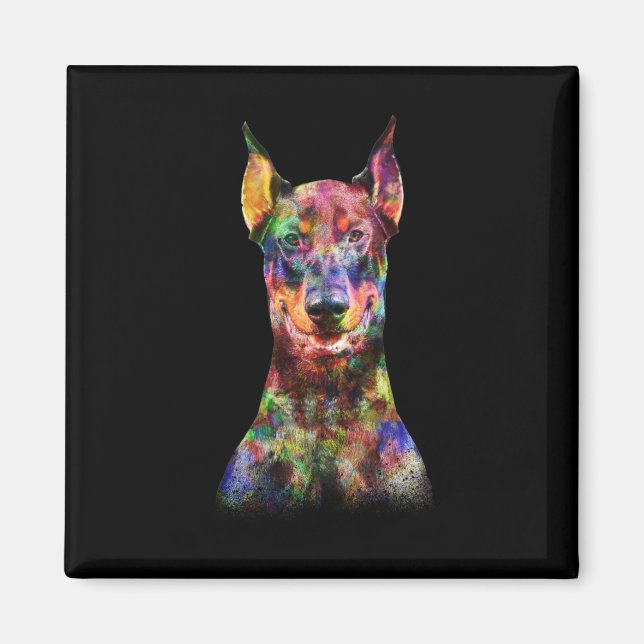 Colourful Doberman Dog Magnet (Front)