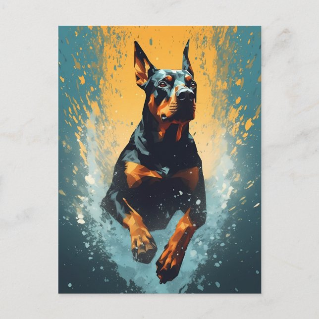 Colourful Doberman Postcard (Front)
