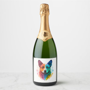 Colourful dog 1 sparkling wine label