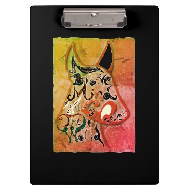 Colourful dog: A brave mind will conquer the world Clipboard (Front)