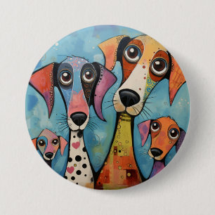 Colourful Dog Abstract Art Cartoon-style 7.5 Cm Round Badge