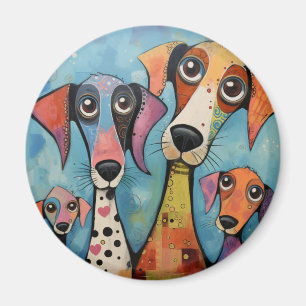 Colourful Dog Abstract Art Cartoon-style Magnet