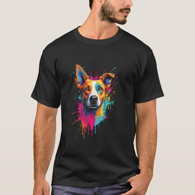 Colourful dog art T-Shirt (Front)