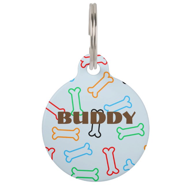 Colourful Dog Biscuit Bones Pet Tag (Front)