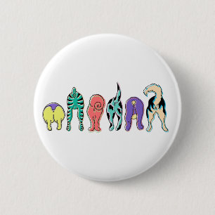 Colourful Dog Butts 6 Cm Round Badge