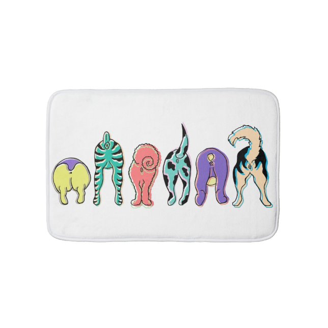Colourful Dog Butts Bath Mat (Front)